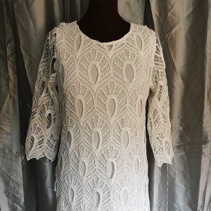 White lace lined dress by Anonyme, size M